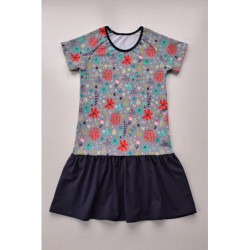 Střih - dívčí šaty se sníženým pasem vel. 128-170