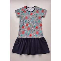 Střih - dívčí šaty se sníženým pasem vel. 86-122