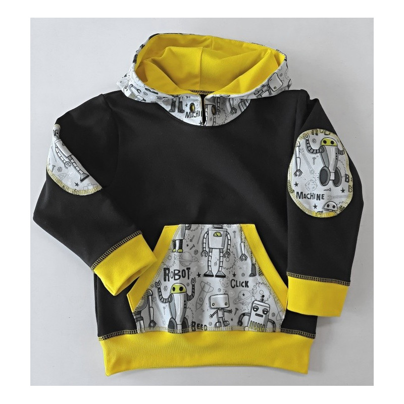 Střih - mikina chlapecká se záplatami vel. 98-122