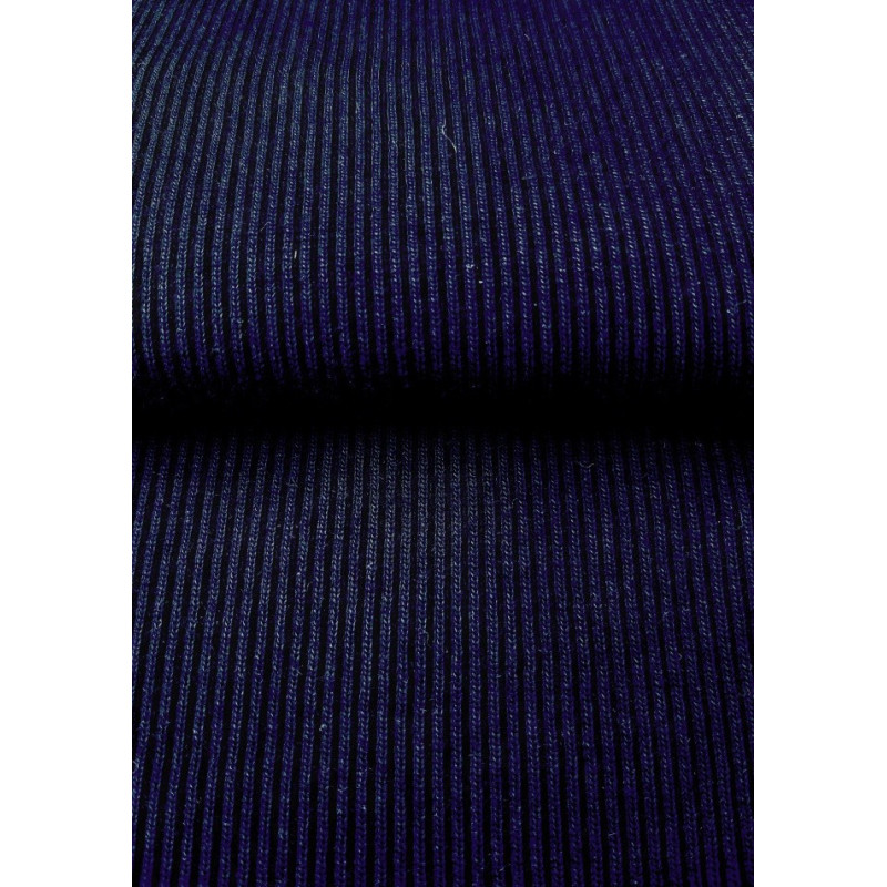 Bavlněný úplet s elastanem patent/náplet 2:2 - modrá tmavá