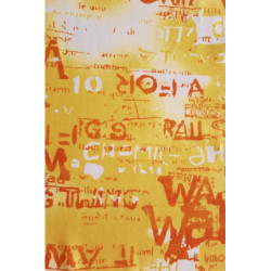 Bavlněný úplet s potiskem - abstrakt žlutá