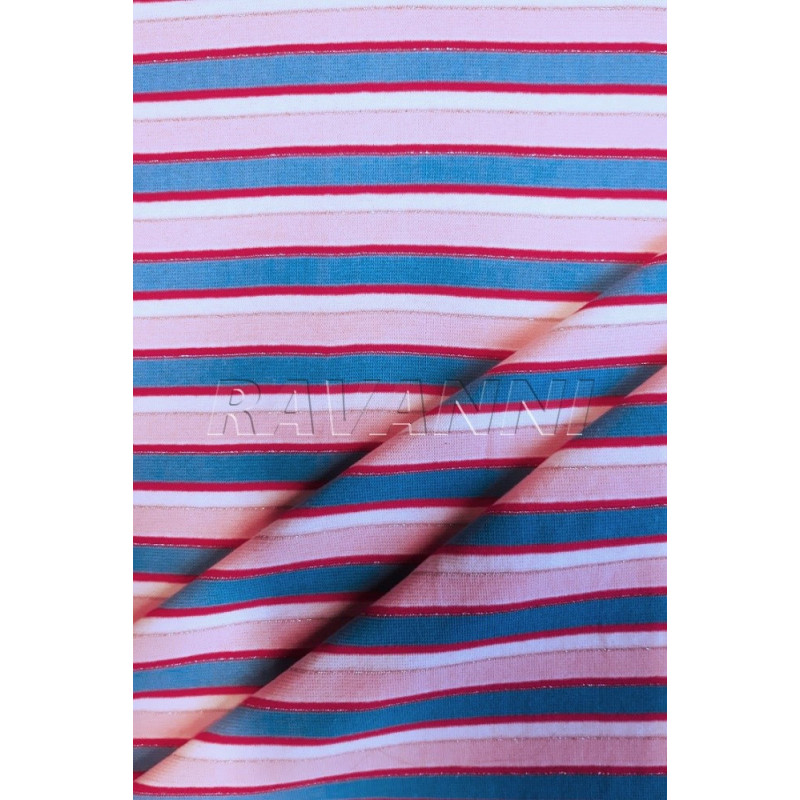 Bavlněný úplet s vyplétanými proužky a lurexem