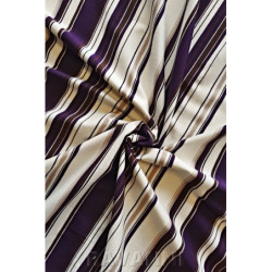 Proužek bavlna/elastan, ecru-švestková