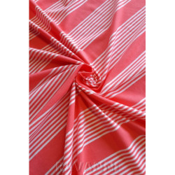 Proužek viskóza/elastan, korál-bílá