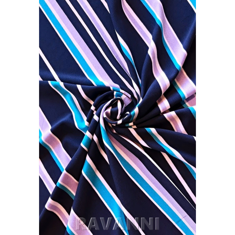 Proužek viskóza/elastan, modrá-tyrkys-fialová