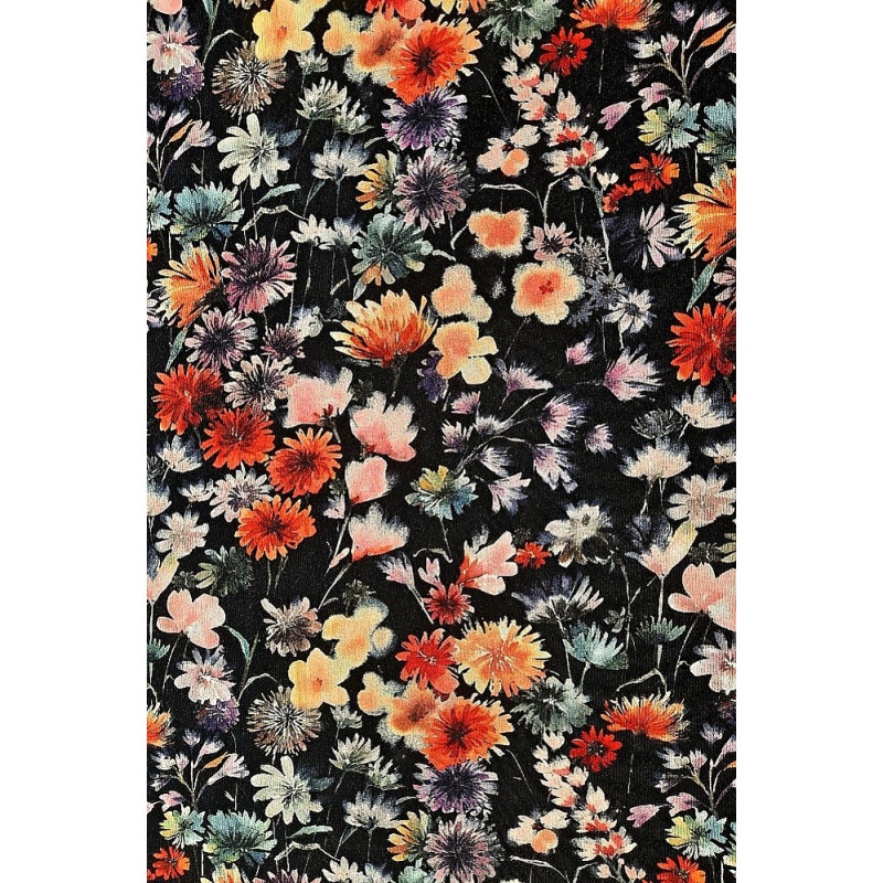 Šatovka výplněk potisk - jemné kvítky na černé, prémiová kvalita