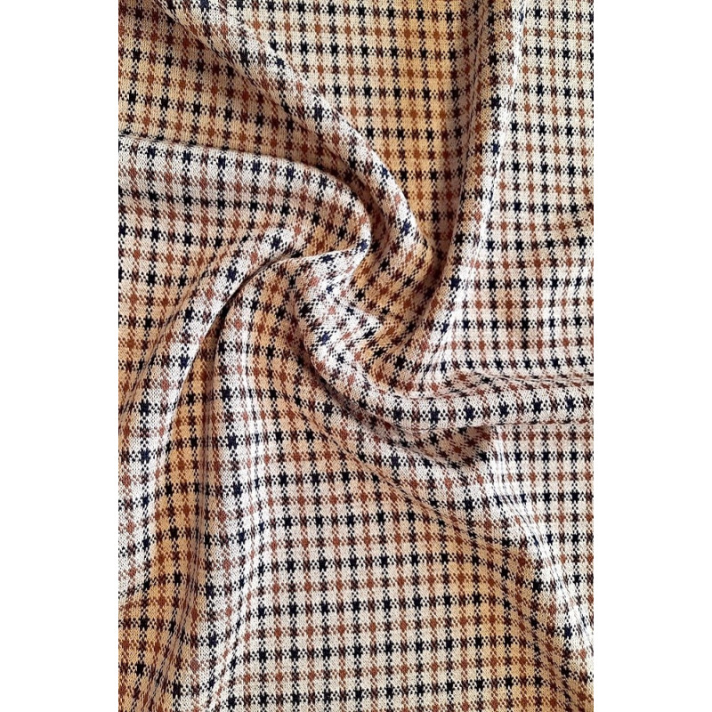 Šatovka žakár drobné káro - písková