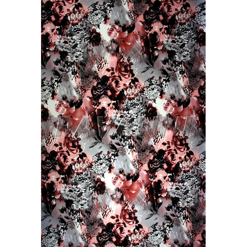 Šatovka žakár šedorůžový potisk