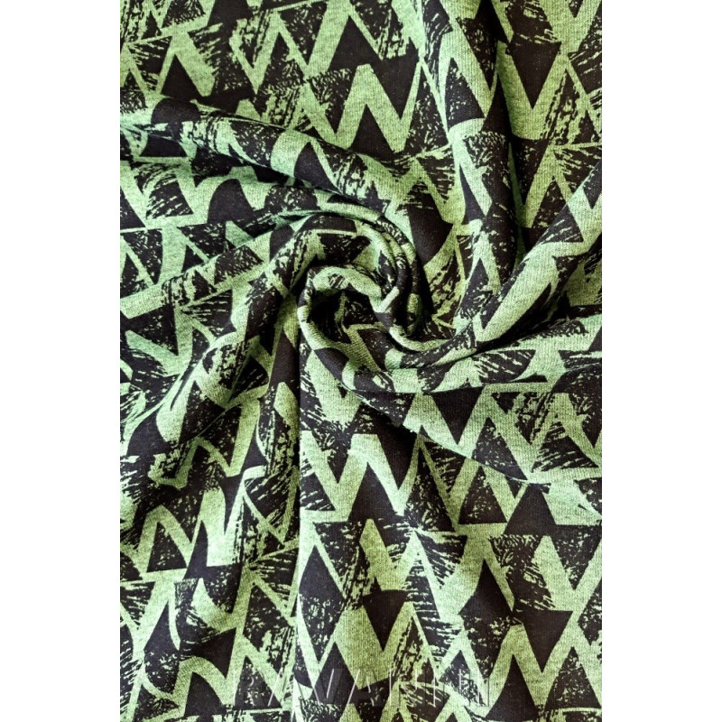 Teplákovina nepočesaná, potisk - zelená