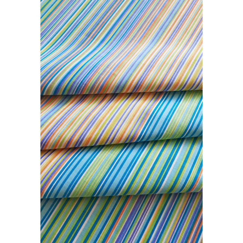 Tkanina s pastelovými proužky  - tyrkys