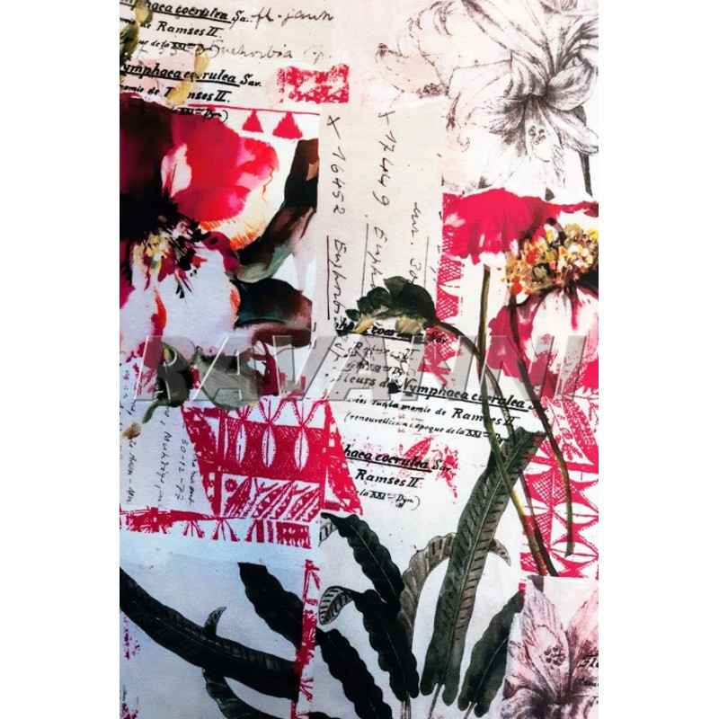 Viskóza tisk  květinový motiv, Itálie, prémiová kvalita