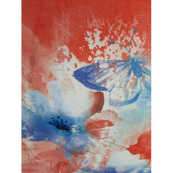 Viskóza tisk - květy a motýli, raport 73 cm, panel