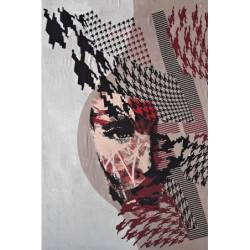 Viskóza tisk - tvář panel bordó, Itálie, panel 80