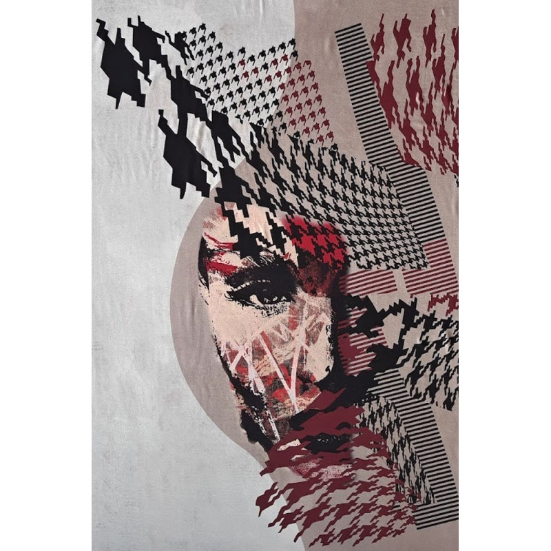 Viskóza tisk - tvář panel bordó, Itálie, panel 80