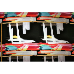 Viskóza tisk abstrakce raport - černá, Itálie, panel