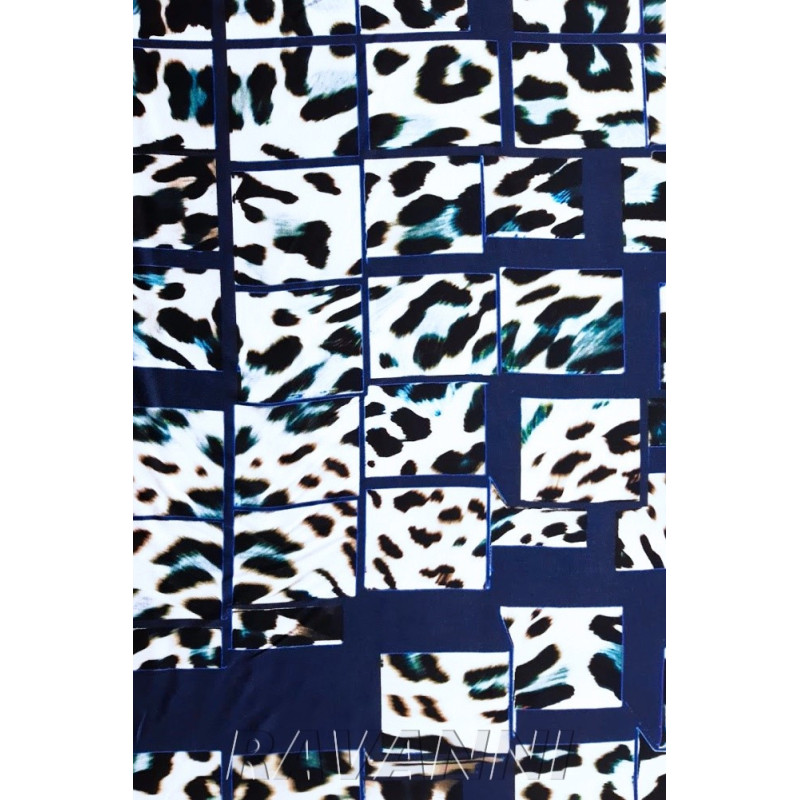 Viskóza tisk ve studených tónech, Itálie, prémiová kvalita 105 zbytek