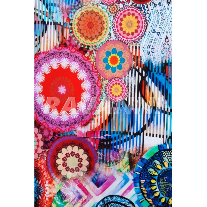 Viskóza tisk, mandaly II - červená, Itálie, prémiová kvalita 120 zbytek