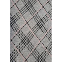 Šatovka žakár káro - černá/růžová na šedém pozadí