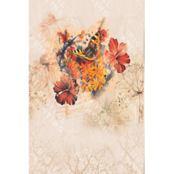 Viskóza tisk - květy na béžové, raport, panel 75