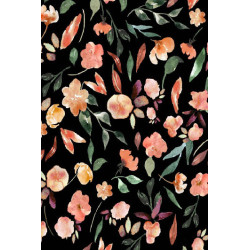 Viskóza tisk - kvítky na černé