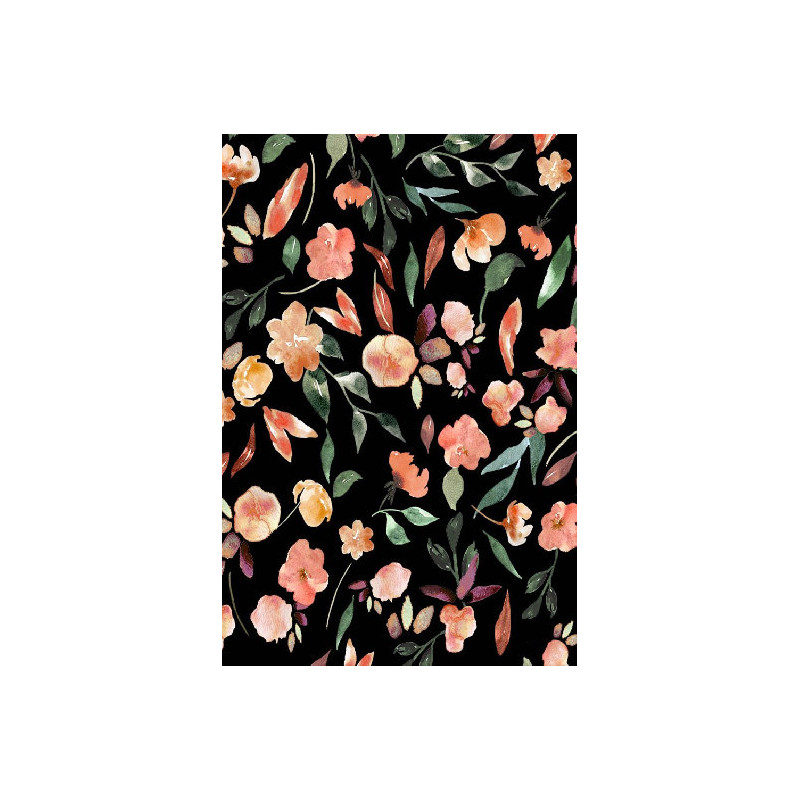 Viskóza tisk - kvítky na černé