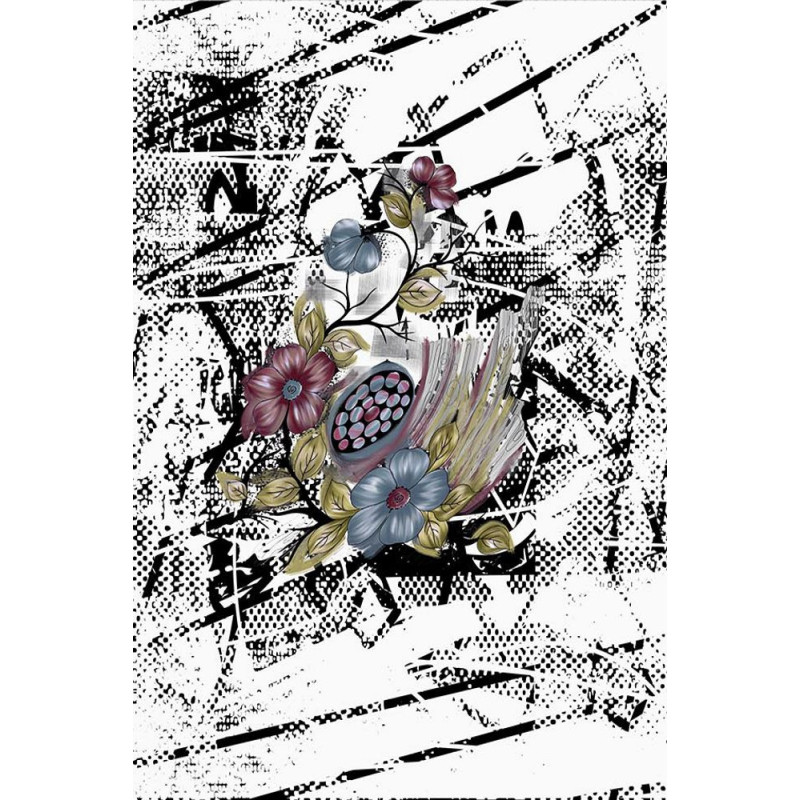 Viskóza tisk - květy na ecru, panel 83