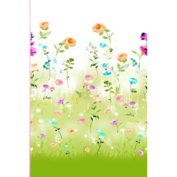 Viskóza tisk - letní kvítky, zelená, raport 120 cm, panel