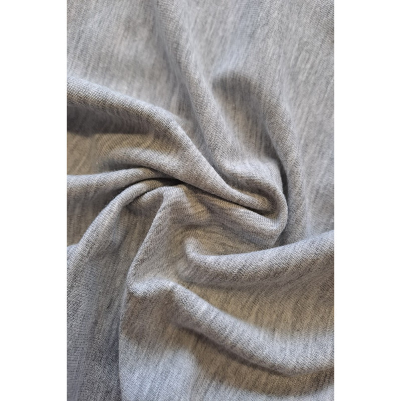 Bavlněný úplet s elastanem jednolíc - šedá, melír