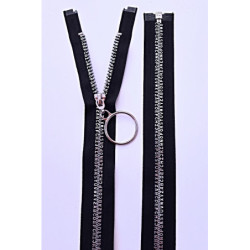 Dlouhý zip dělitelný - písmenka 80 cm, zuby 8 mm, černá/stříbrná