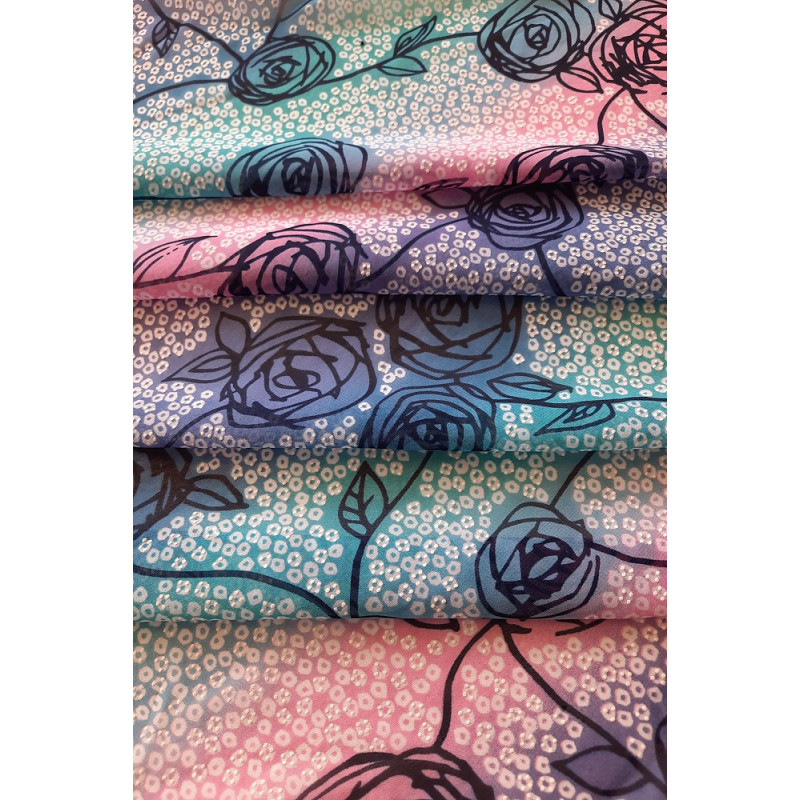 Vzdušná tkanina drobné květy - šeříková, šifon