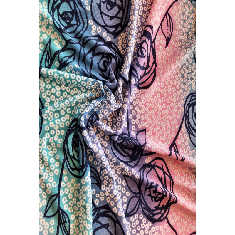 Jemný úplet drobné květy - šeříková, Venecie