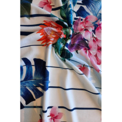Viskóza tisk exotika navy, Itálie, prémiová kvalita