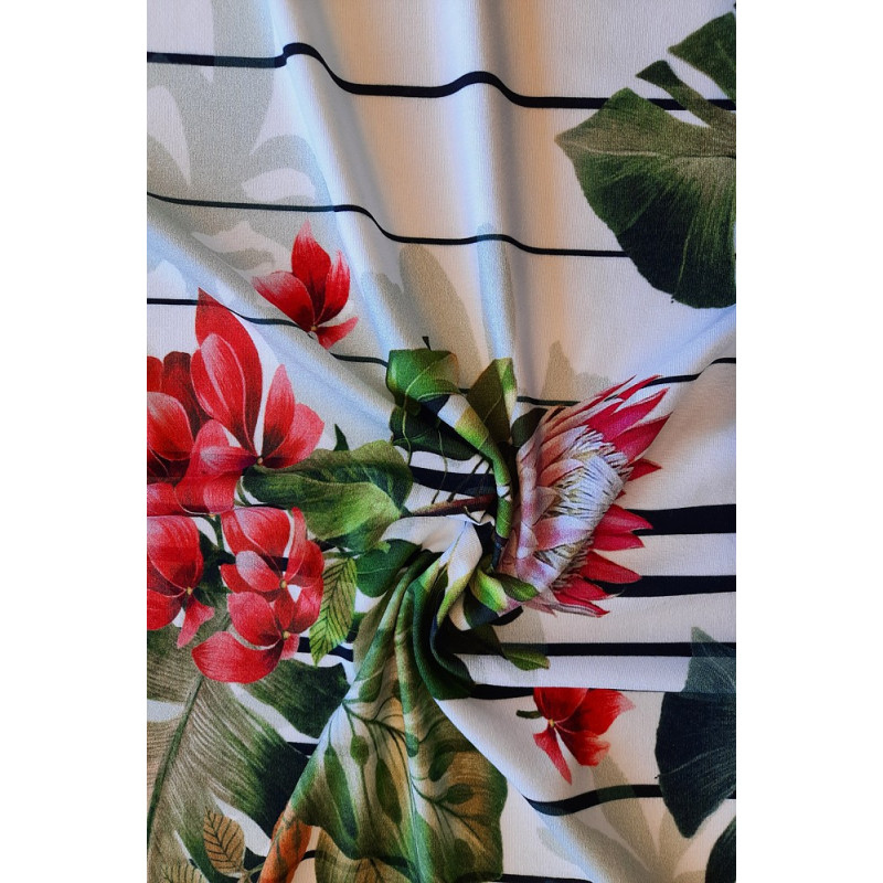 Viskóza tisk exotika black, Itálie, prémiová kvalita