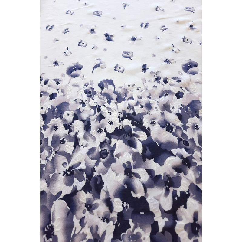 Šifon s potiskem, oboustranná bordura s kvítky