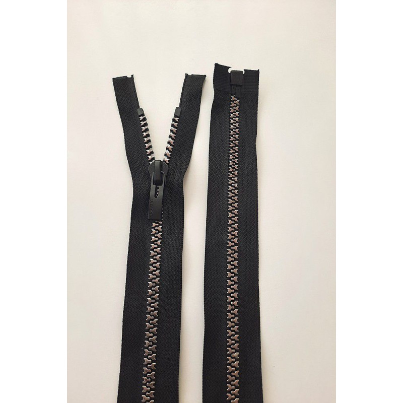 Dlouhý zip dělitelný - středně hrubý, 70 cm, zuby 8 mm, plast "Y"