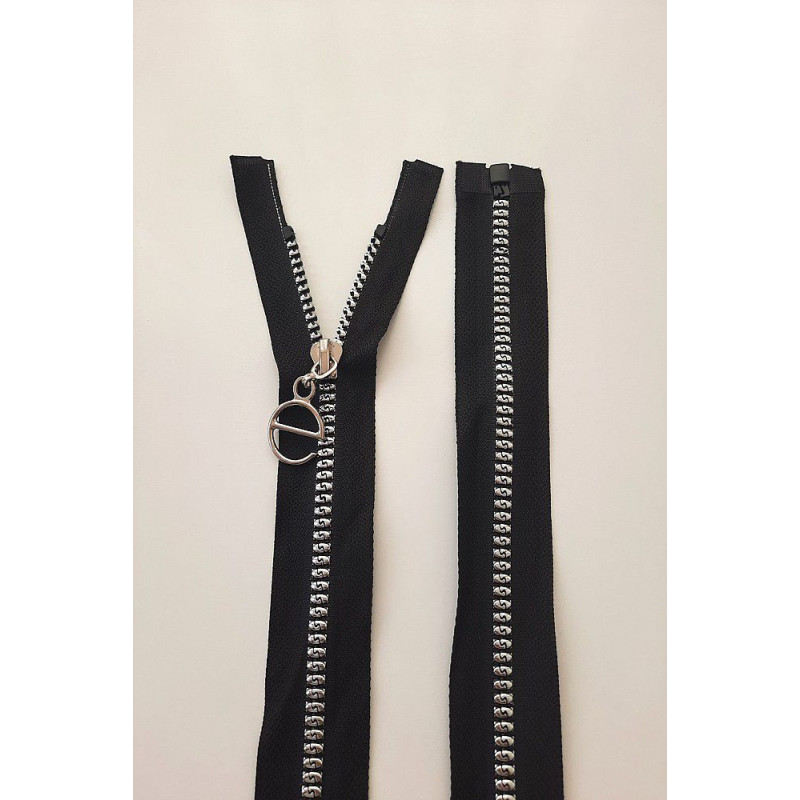 Dlouhý zip dělitelný - středně hrubý, 70 cm, zuby 8 mm, plast "e"