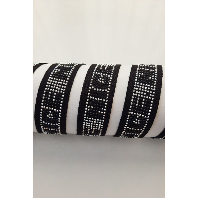 Lampas černá s čirými štrasy, NICE
