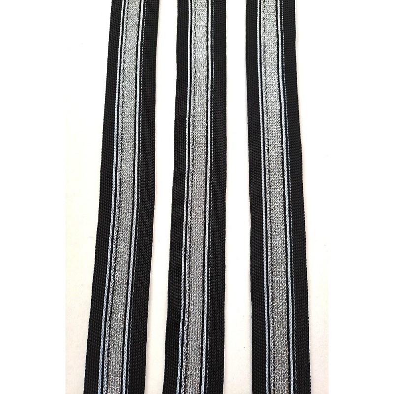 Lampas černá/bílá/bílá s lurexem