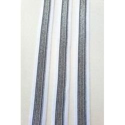 Lampas bílá/černá/bílá s lurexem