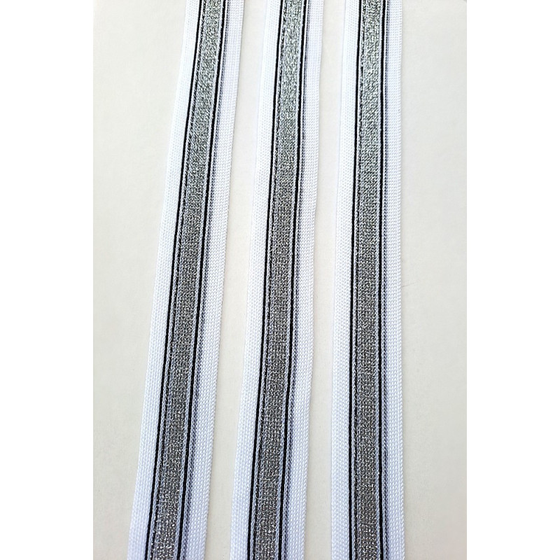 Lampas bílá/černá/bílá s lurexem