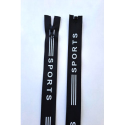 Dlouhý zip dělitelný - potisk 65 cm, zuby 6 mm, černá