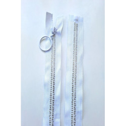 Dlouhý zip dělitelný - písmenka 70 cm, zuby 8 mm, bílá/stříbrná