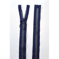Dlouhý zip dělitelný - písmenka 70 cm, zuby 8 mm, modrá/stříbrná