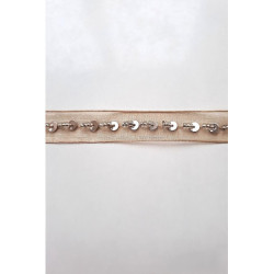 Prýmek - šifon, béžová s flitry