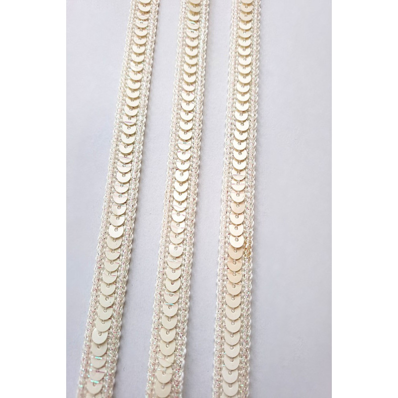 Prýmek -  smetanová s flitry a lurexem