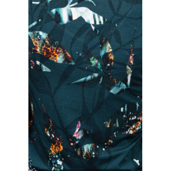 Viskóza tisk - abstraktní petrol, prémiová kvalita