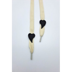 Designová šňůra/tkanička natural ecru srdíčko 150