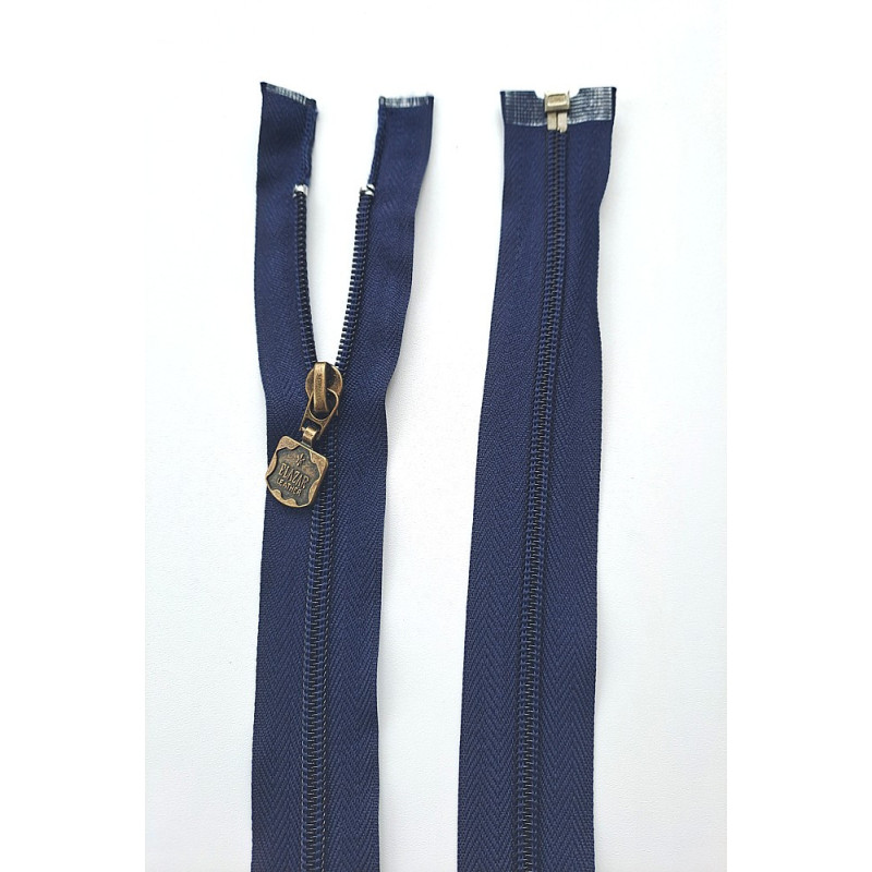 Dlouhý zip dělitelný - středně hrubý 80  cm, zuby 6 mm spirála navy