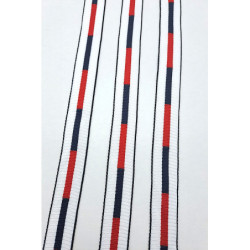 Lampas ecru/navy/červená