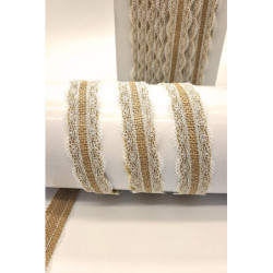 Stuha juta, režná s krajkou, 35